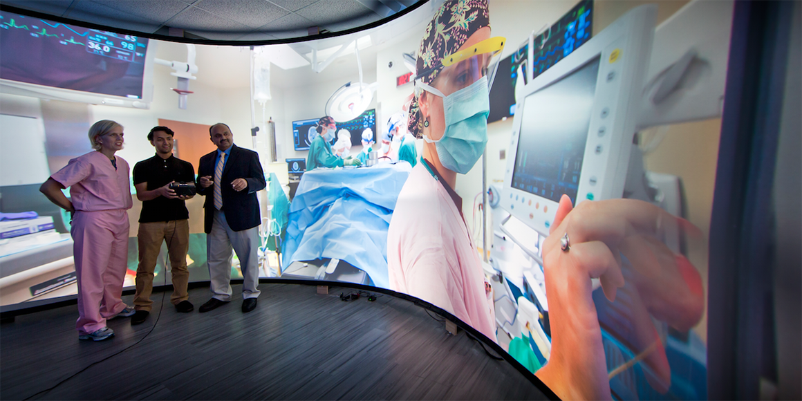 Amitabh Varshney demonstrating a potential health application in the Augmentarium